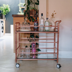 Copper Glass Drinks Trolley